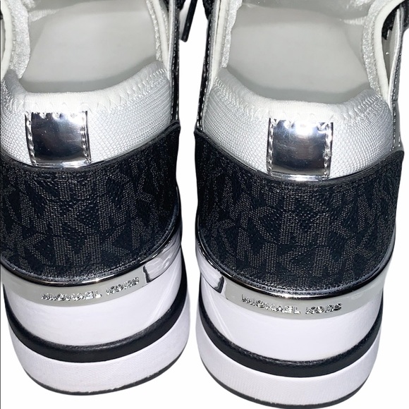 MICHAEL KORS LIV Logo Mixed-Media Wedge Sneaker - Picture 9 of 11